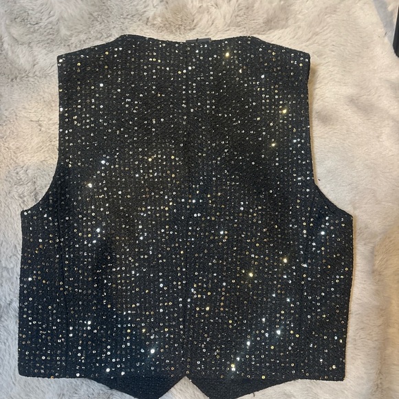 Maje Black and Gold Sequin Vest NWT - Picture 7 of 7